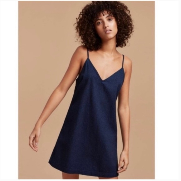 Wilfred Free Aritzia Dark Denim Vivienne Mini Ship Dress Size Small - Picture 4 of 8